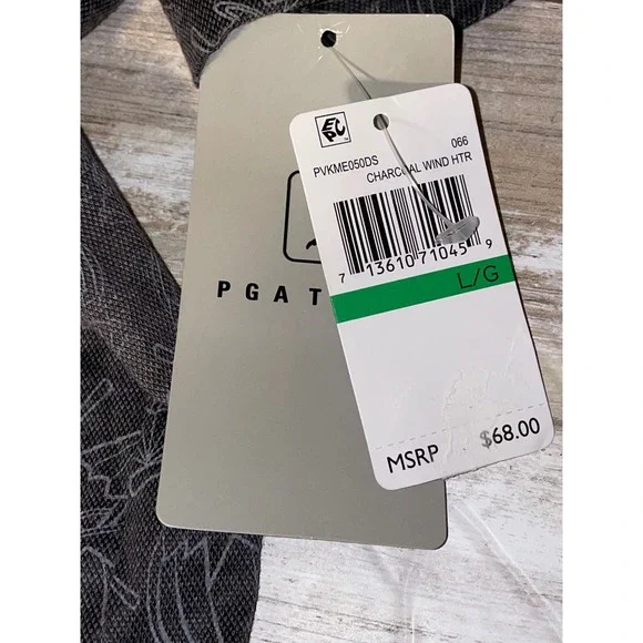 PGA Tour Men's Golf Polo‎ Shirt Eco Focused Print Gray Short Sleeve Large - Picture 8 of 8